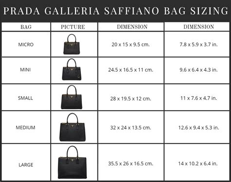 prada galleria sizes.